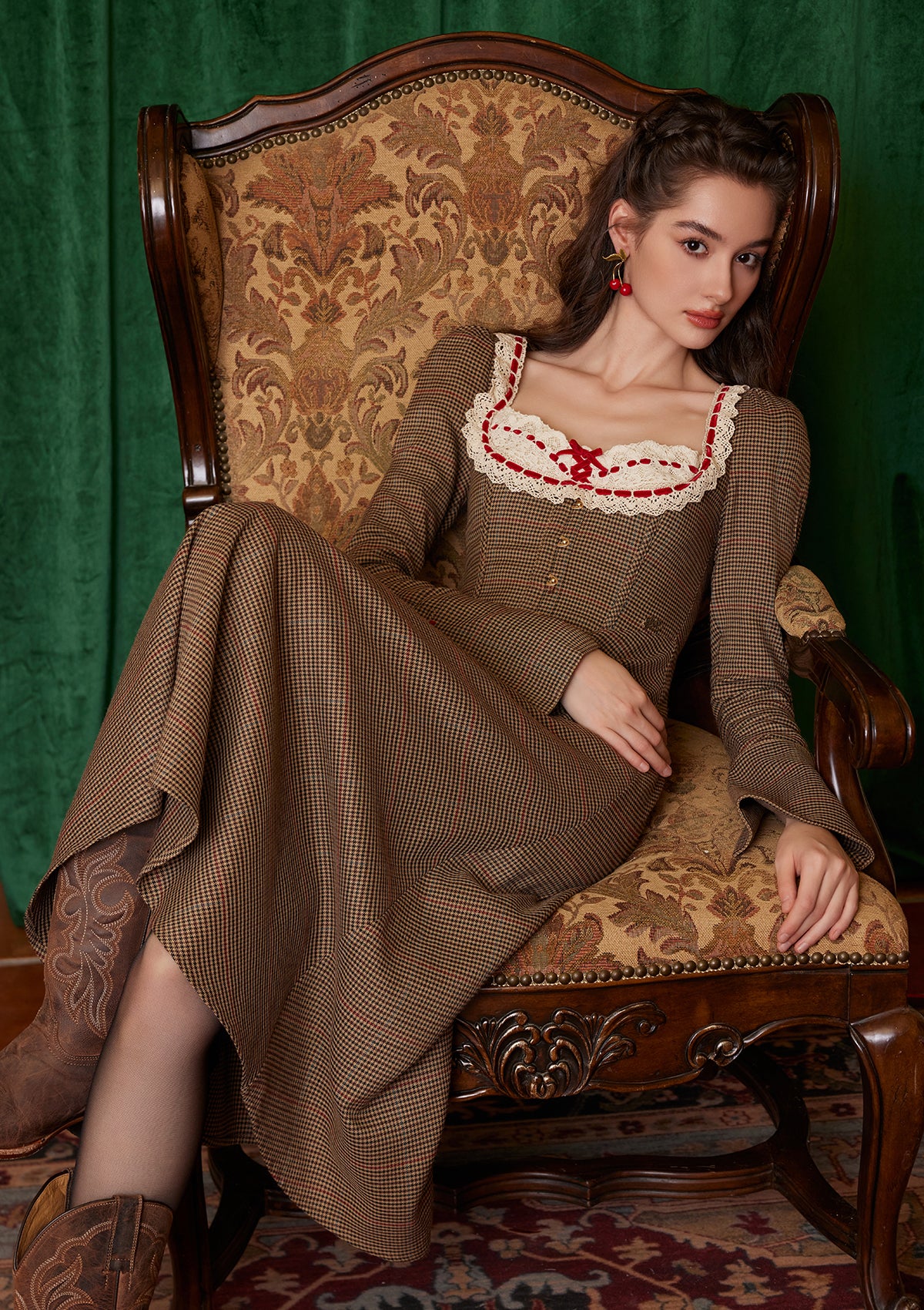 Duke's Manor Houndstooth Corset Dress - Thrancidy