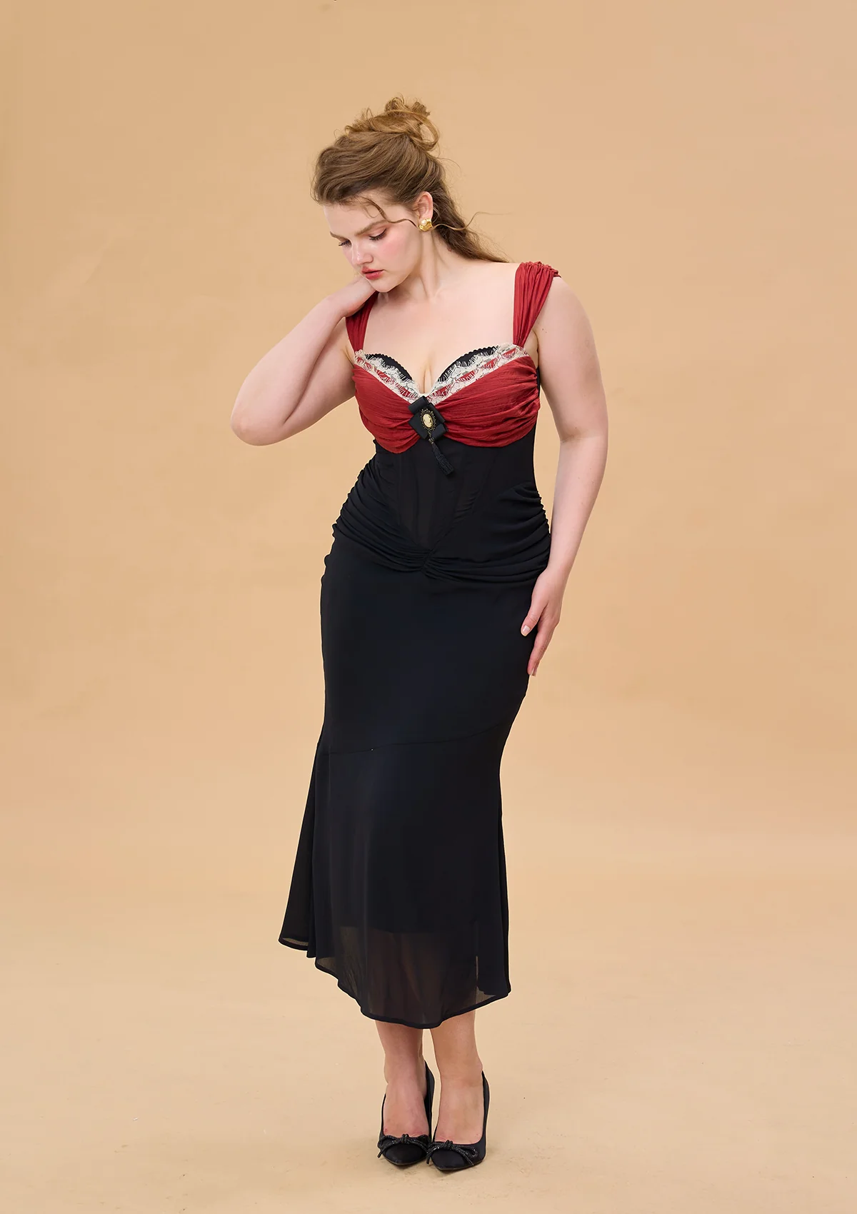 Curve & Plus Shaking the Wine Glass Corset Dress - Thrancidy