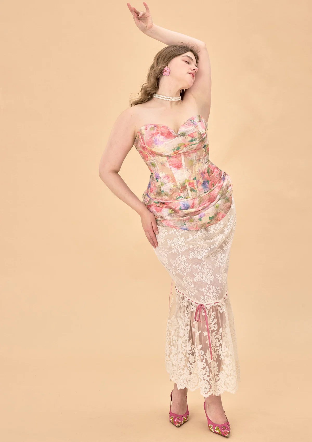 Curve & Plus Floral Mirror Skirt - Thrancidy
