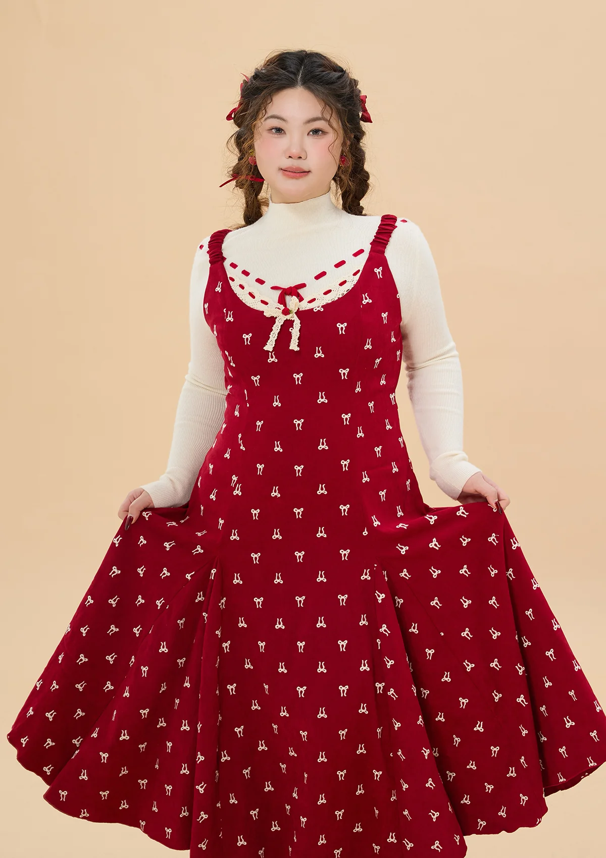 Curve & Plus Strawberry Newspaper Office Dress - Thrancidy