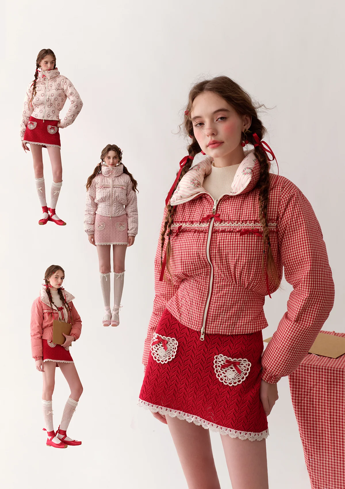 Strawberry Donazi Reversible 2-in-1 Down Jacket - Thrancidy