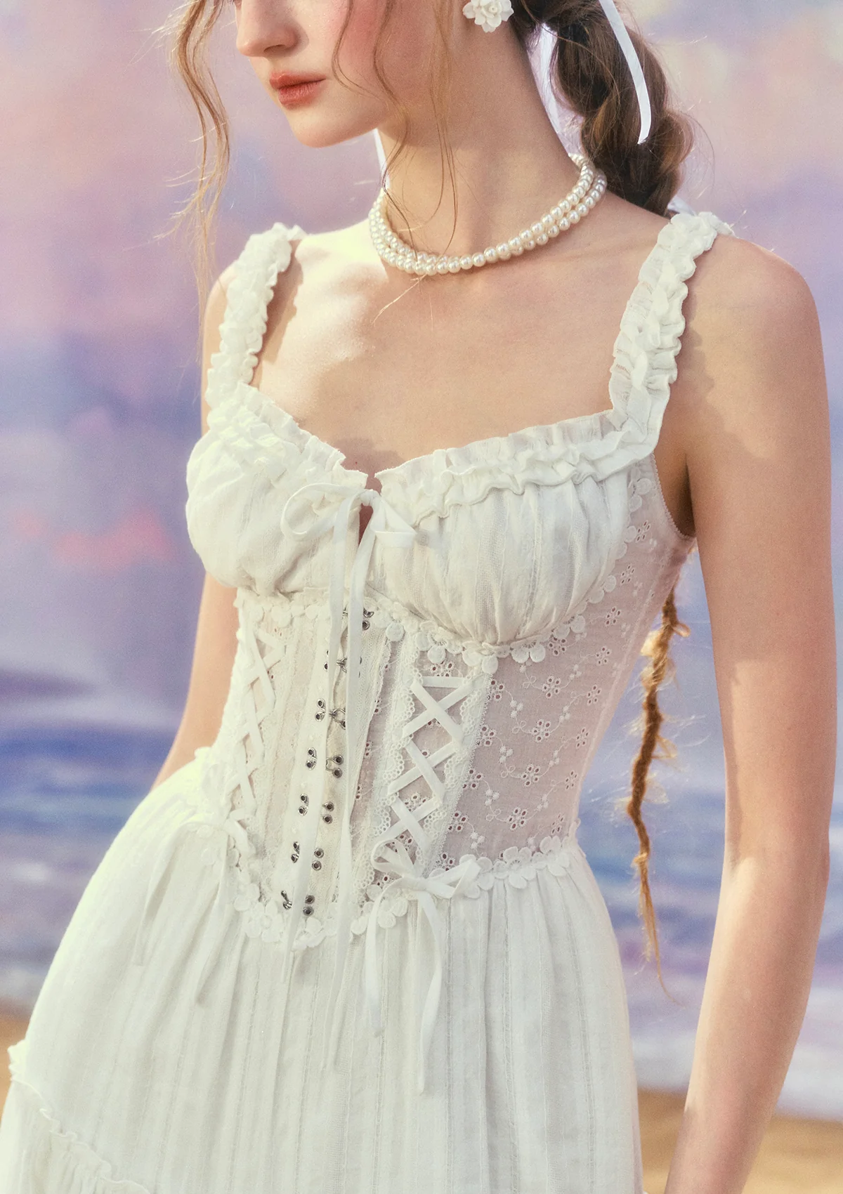 White Dream Tide Corset Dress - Thrancidy
