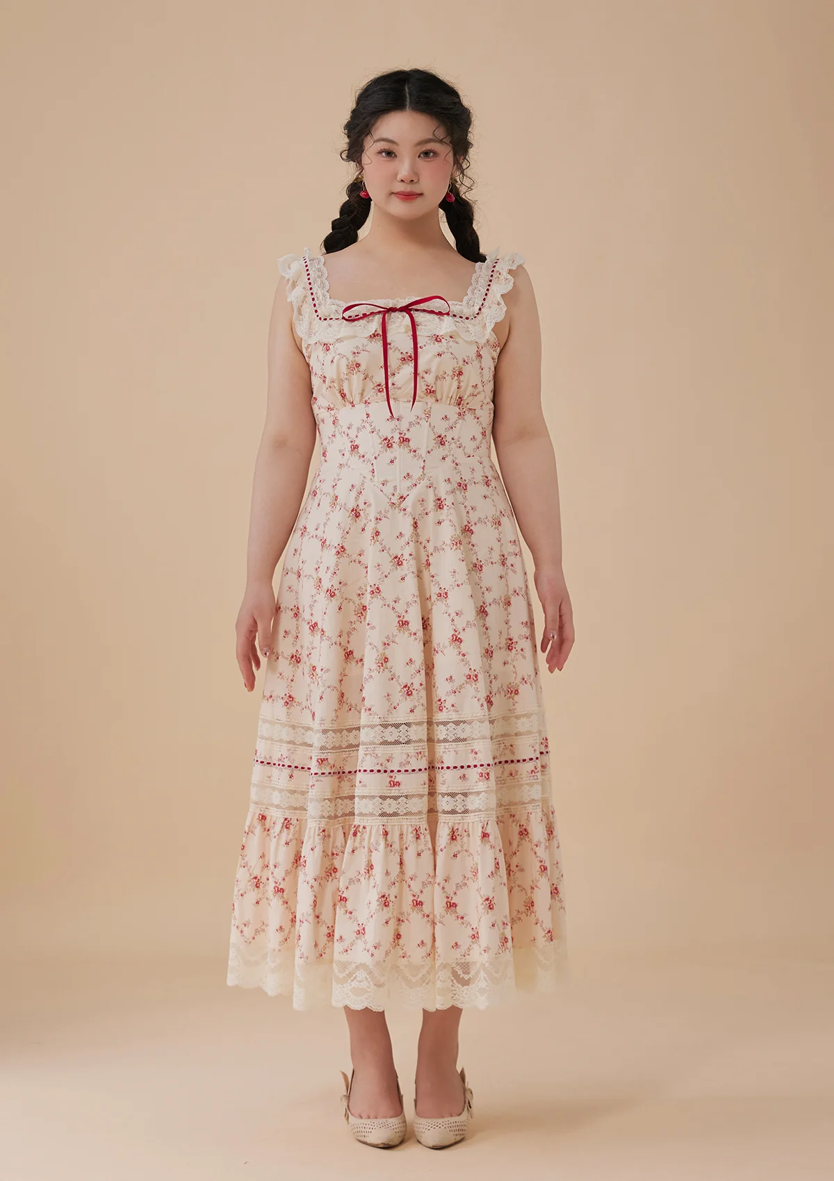 Curve & Plus Red Garnet Corset Dress - Thrancidy