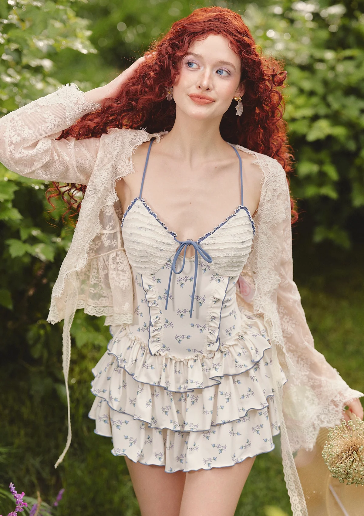 Blue Cherry Blossom Dress - Thrancidy