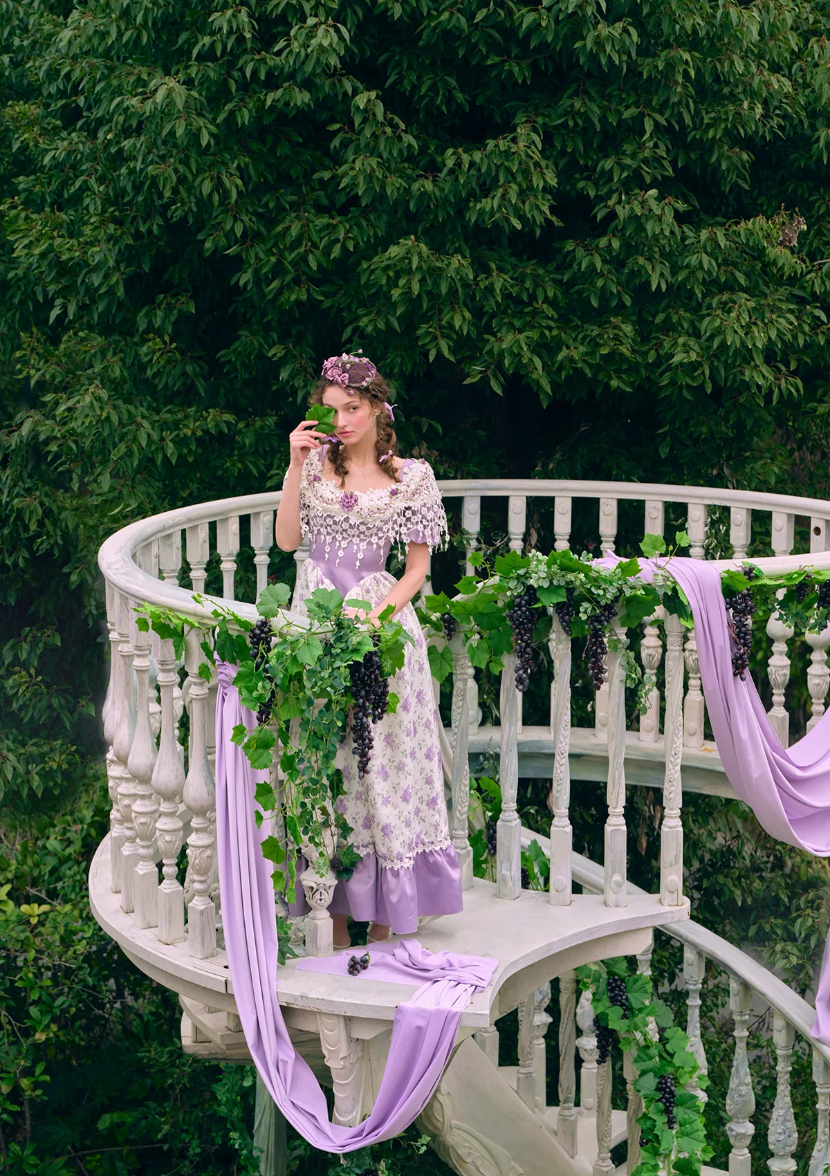 Purple Jacquard Vine Corset Dress - Thrancidy