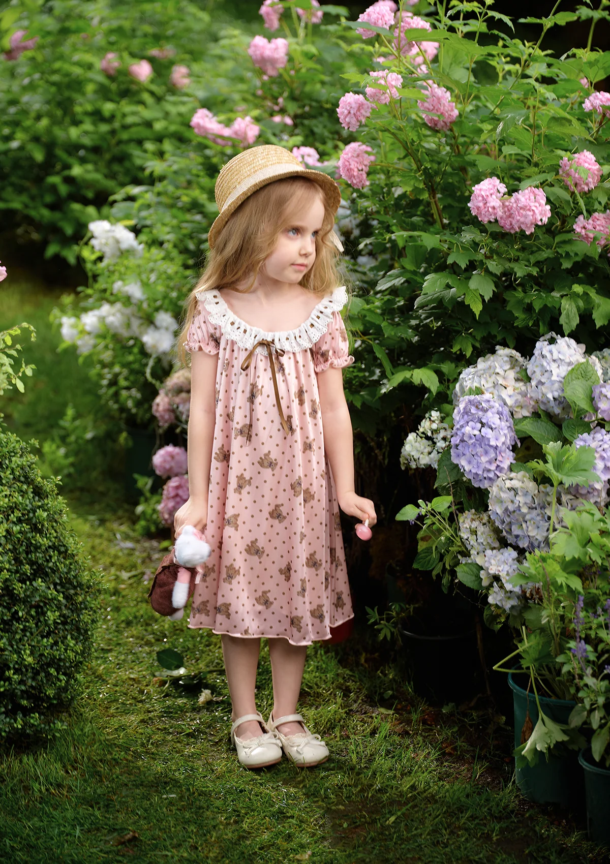 Toddler Girl Muffin Bear in Vacation Dress - Thrancidy