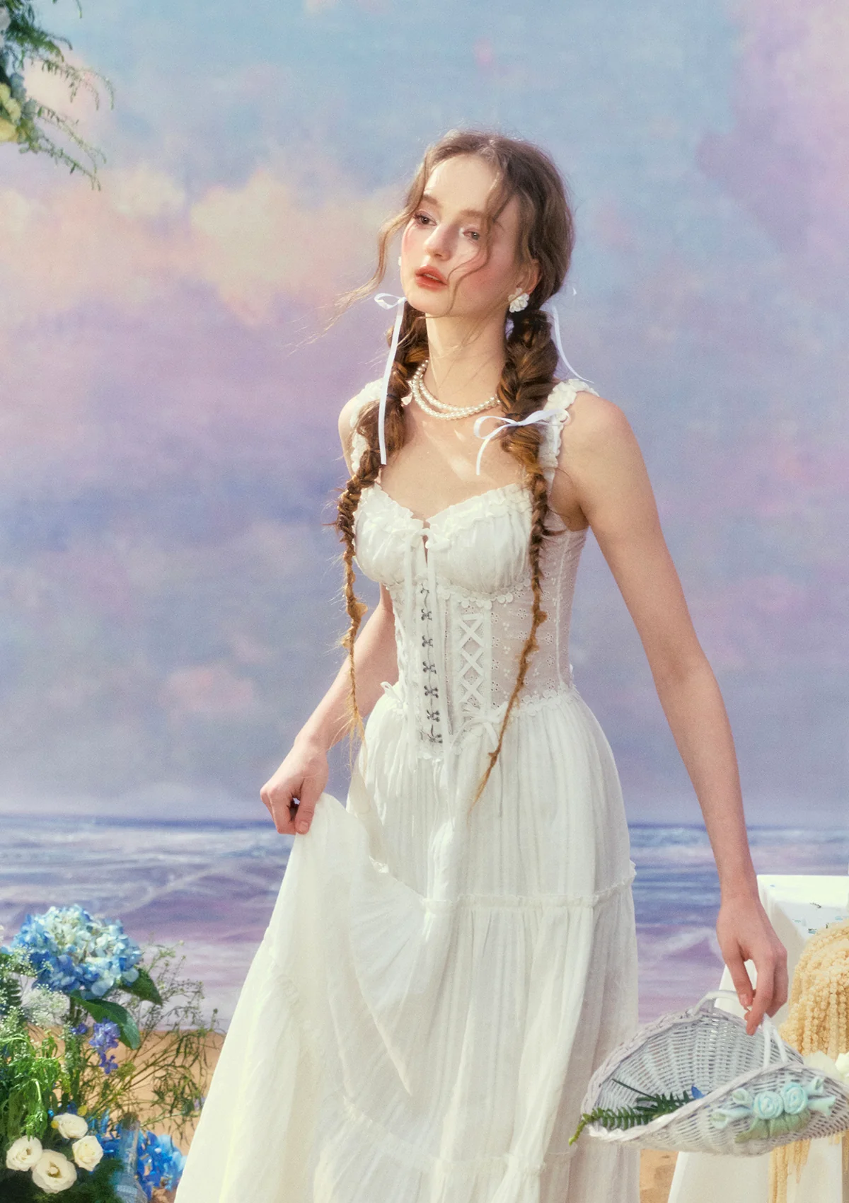 White Dream Tide Corset Dress - Thrancidy