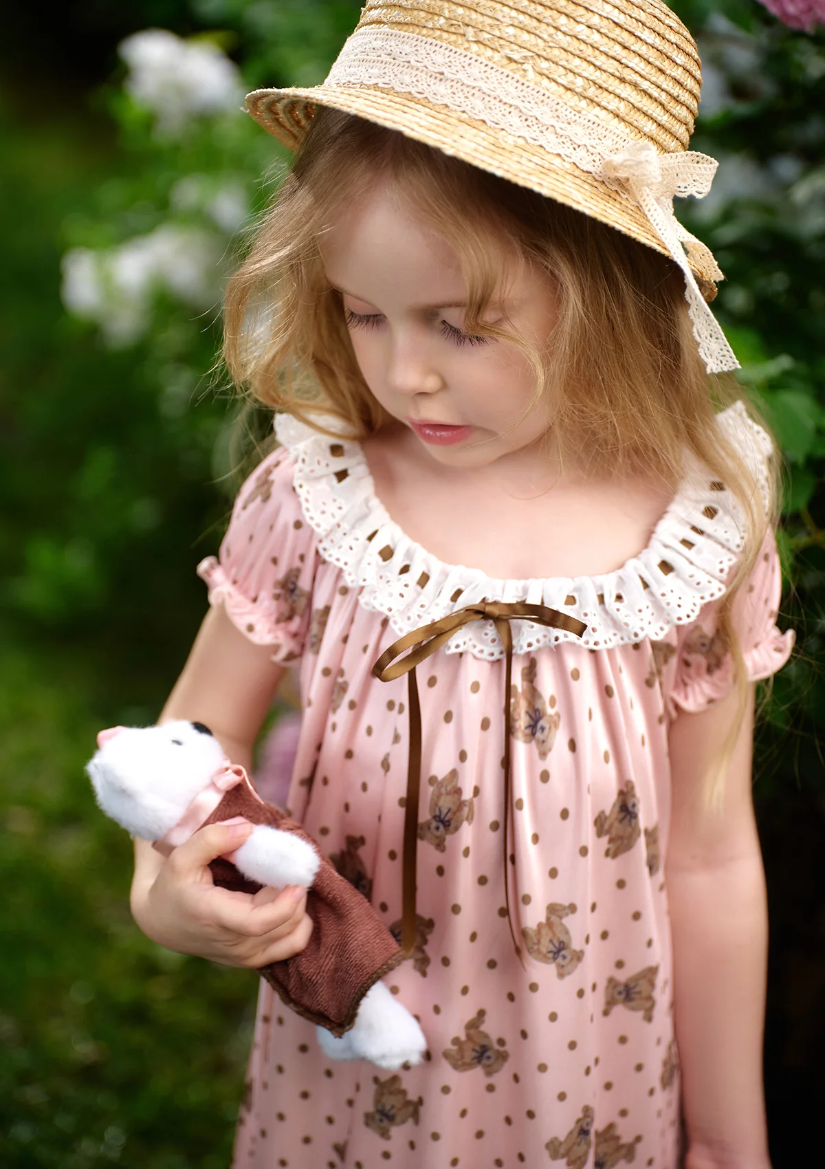 Toddler Girl Muffin Bear in Vacation Dress - Thrancidy