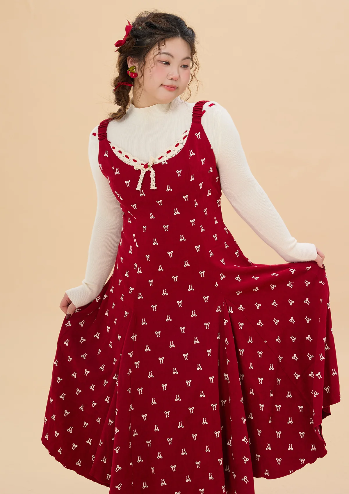 Curve & Plus Strawberry Newspaper Office Dress - Thrancidy