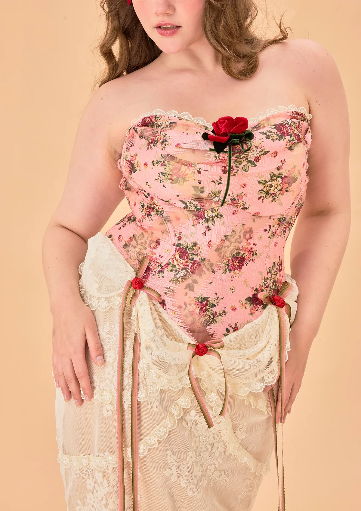 Curve & Plus Rose Sous La Lune Corset Dress - Thrancidy