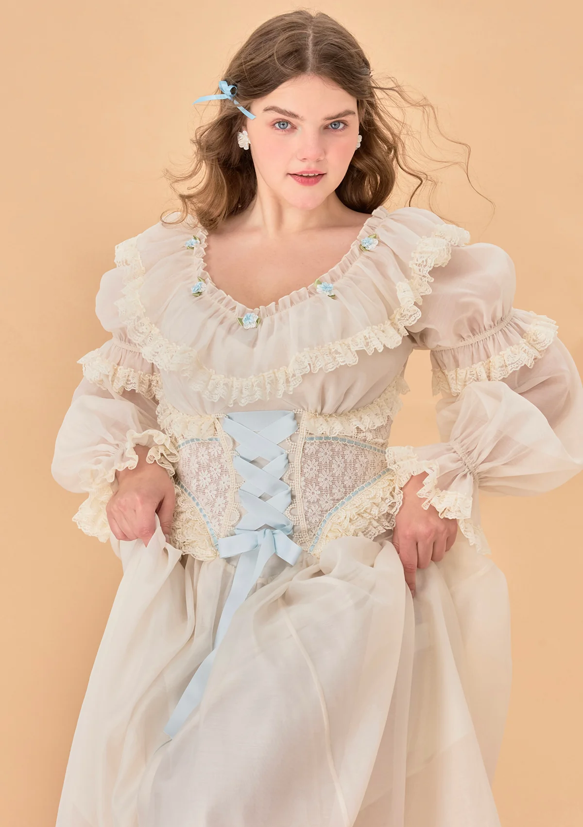 Curve & Plus Blue Hydrangea Corset Dress - Thrancidy